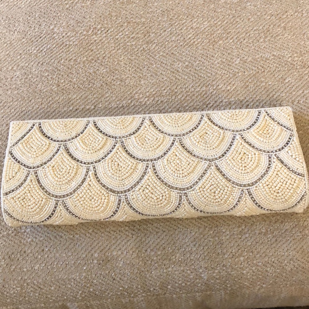 White Scalloped Clutch